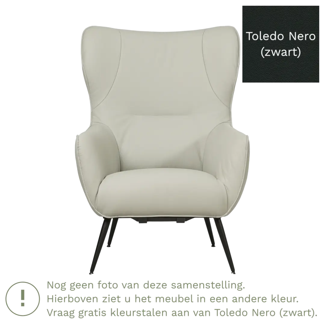afbeelding van Leren fauteuil Flair - Toledo Nero (zwart)