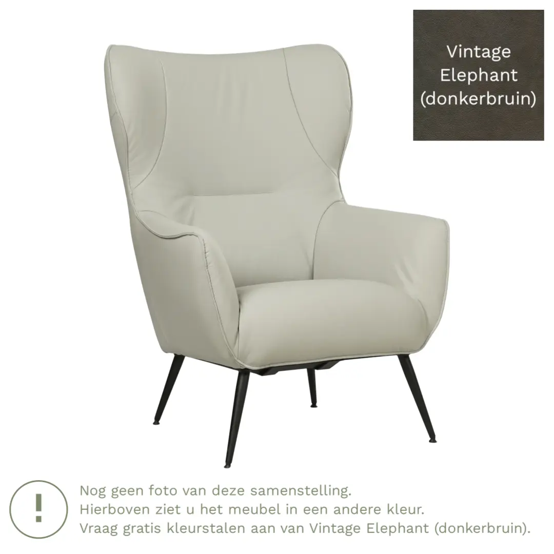 afbeelding van Leren fauteuil Flair - Vintage Elephant (donkerbruin)