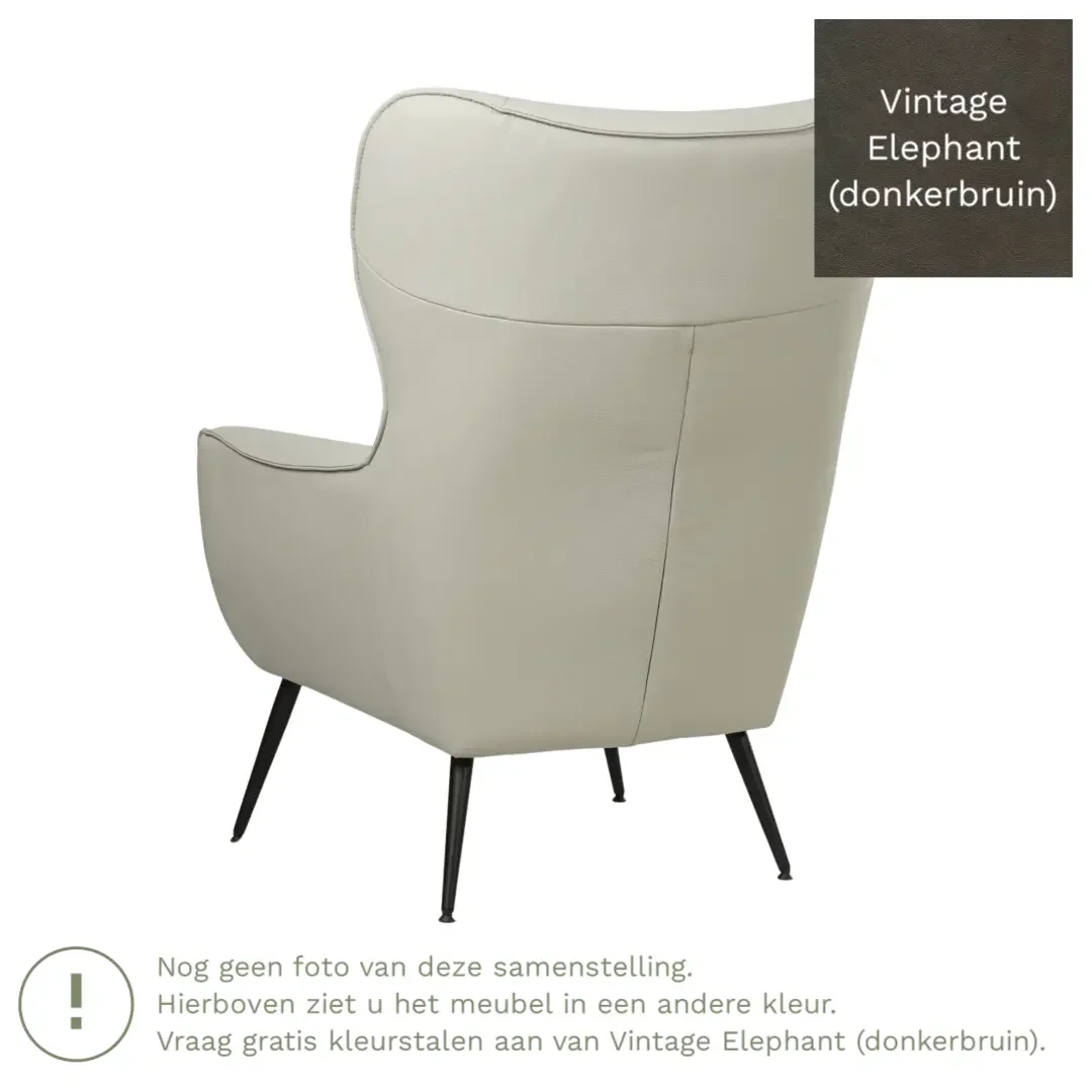 afbeelding van Leren fauteuil Flair - Vintage Elephant (donkerbruin)