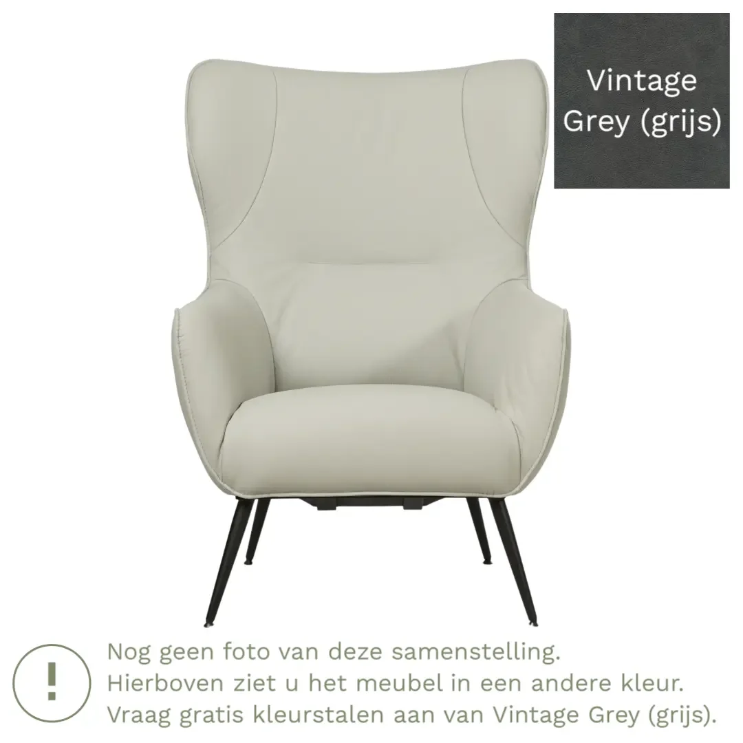 afbeelding van Leren fauteuil Flair - Vintage Grey (grijs)