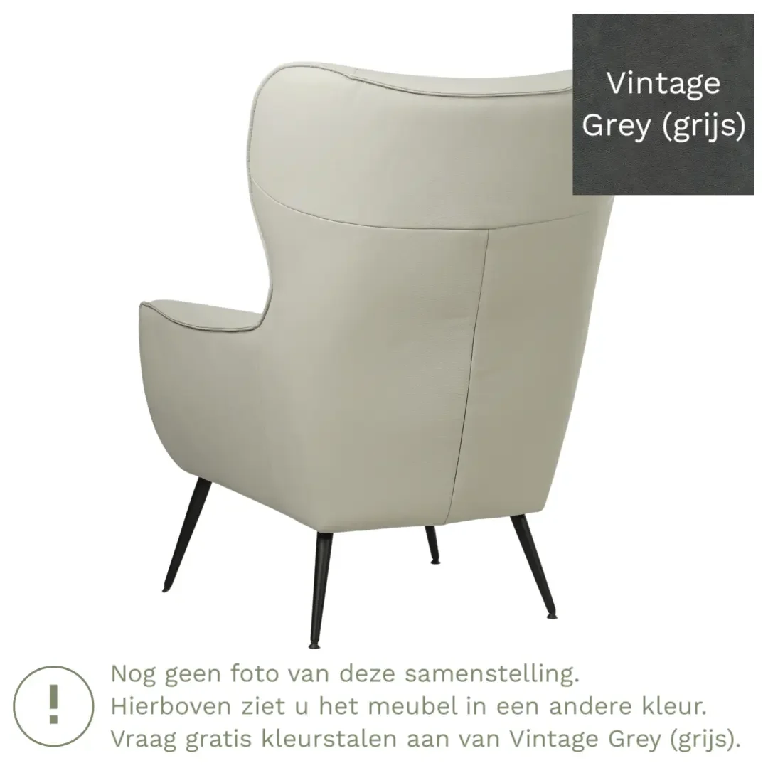 afbeelding van Leren fauteuil Flair - Vintage Grey (grijs)