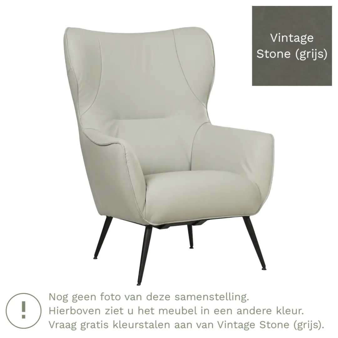 afbeelding van Leren fauteuil Flair - Vintage Stone (grijs)