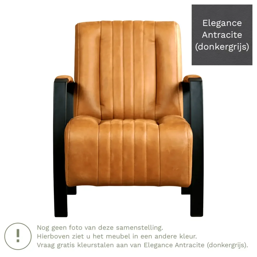 afbeelding van Leren fauteuil Glamour - Elegance Antracite (donkergrijs)