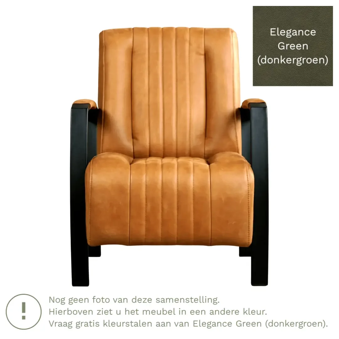 afbeelding van Leren fauteuil Glamour - Elegance Green (donkergroen)