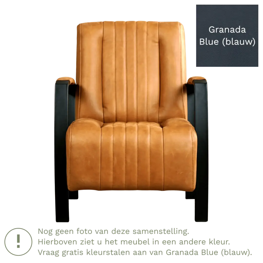 afbeelding van Leren fauteuil Glamour - Granada Blue (blauw)