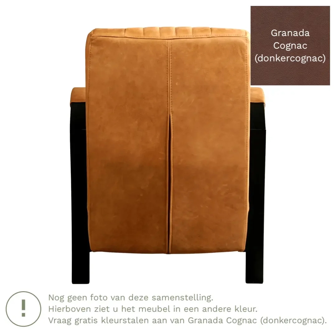 afbeelding van Leren fauteuil Glamour - Granada Cognac (donkercognac)