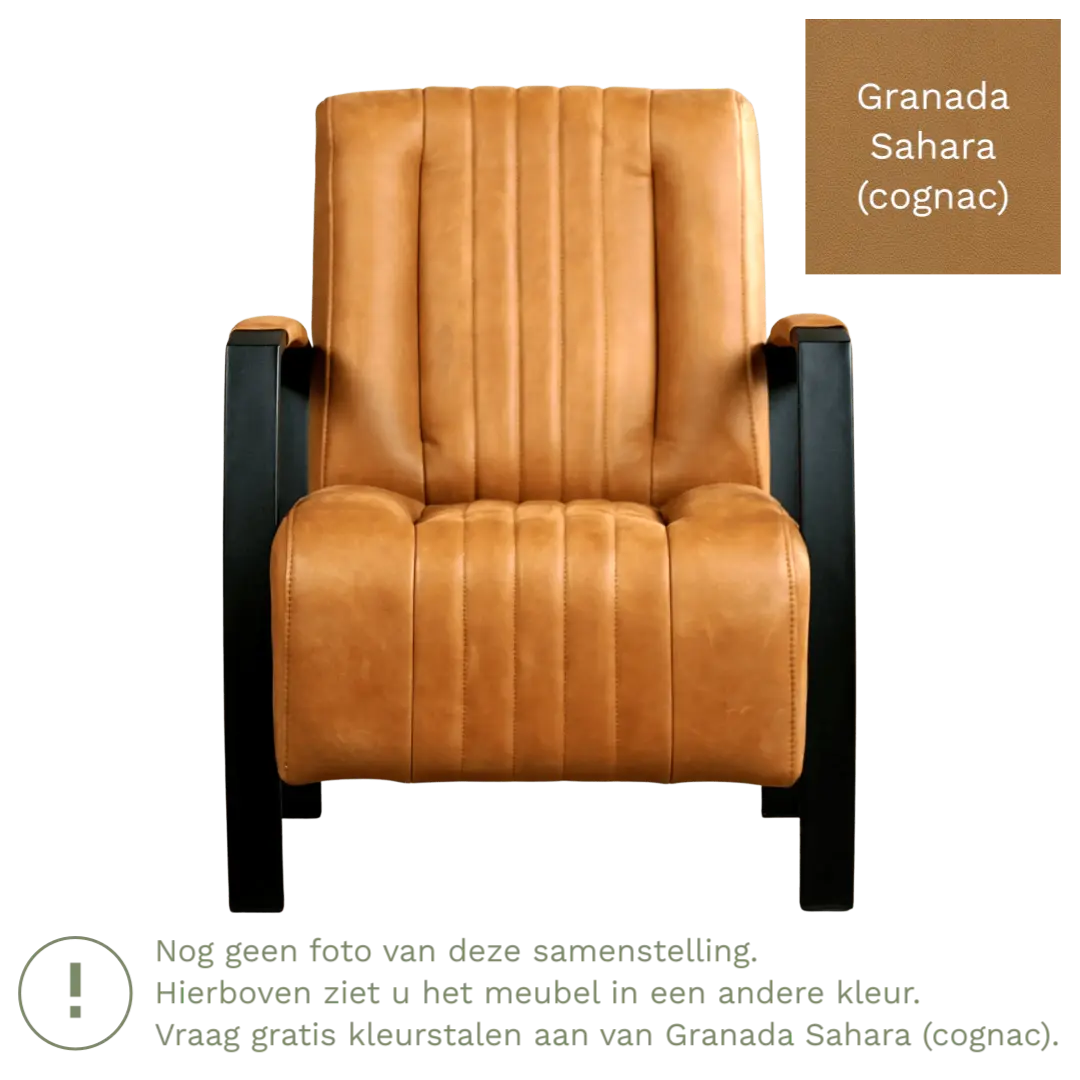 afbeelding van Leren fauteuil Glamour - Granada Sahara (cognac)