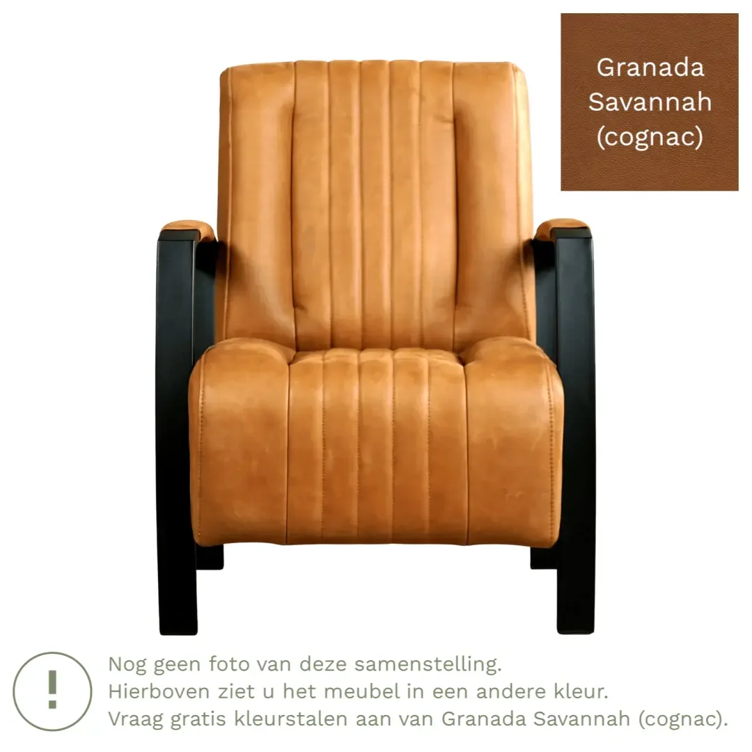 afbeelding van Leren fauteuil Glamour - Granada Savannah (cognac)