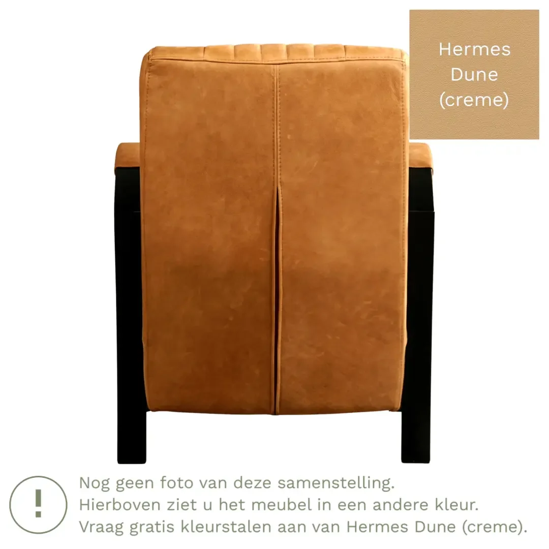 afbeelding van Leren fauteuil Glamour - Hermes Dune (crème)