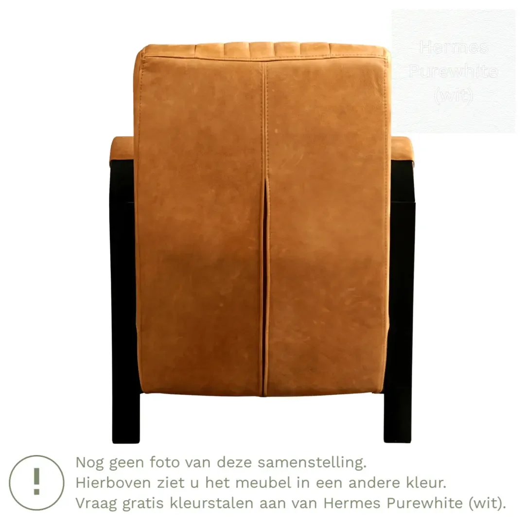afbeelding van Leren fauteuil Glamour - Hermes Purewhite (wit)