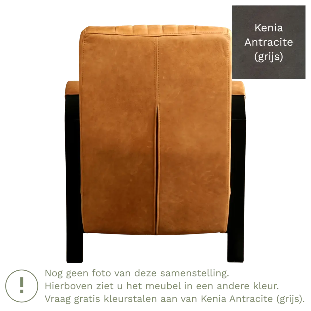 afbeelding van Leren fauteuil Glamour - Kenia Antracite (grijs)