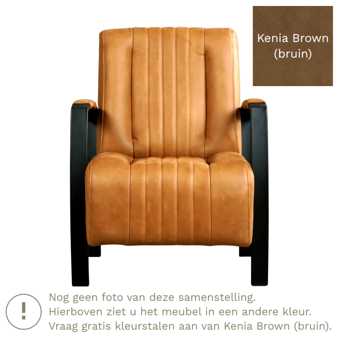 afbeelding van Leren fauteuil Glamour - Kenia Brown (bruin)