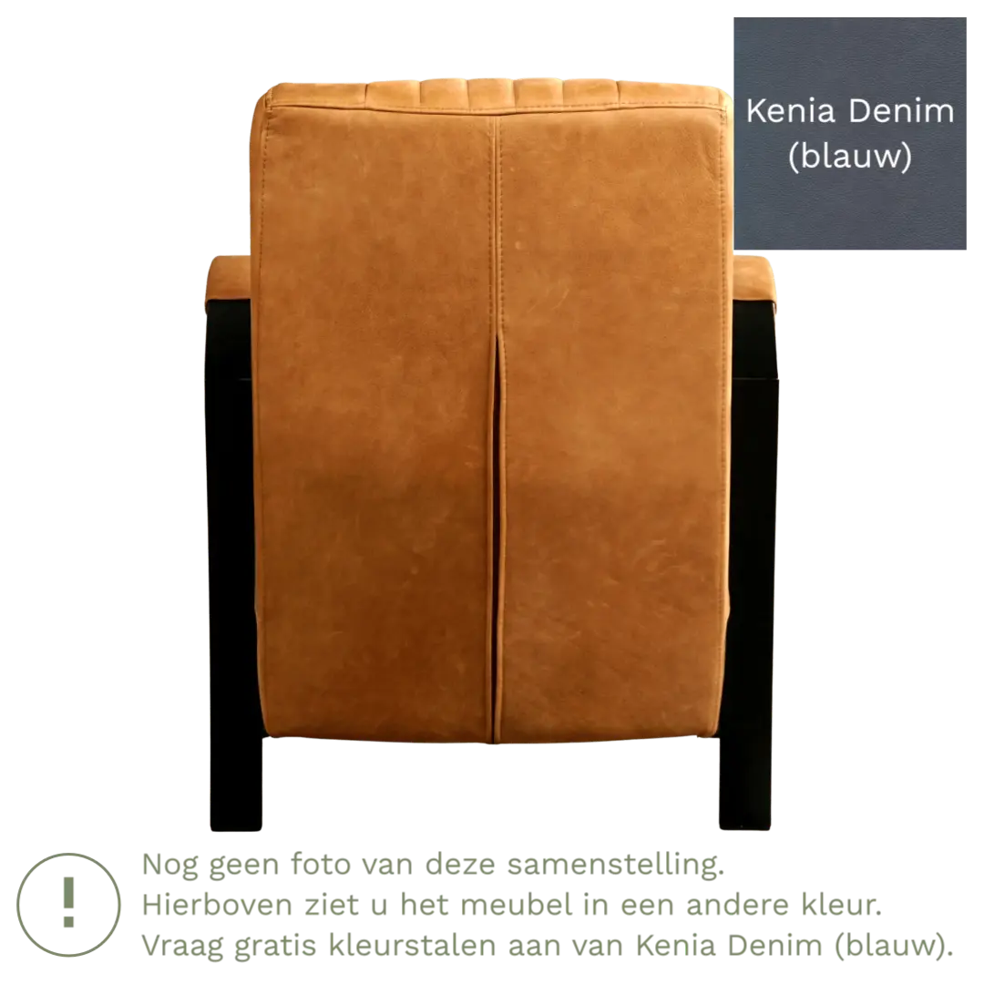 afbeelding van Leren fauteuil Glamour - Kenia Denim (blauw)