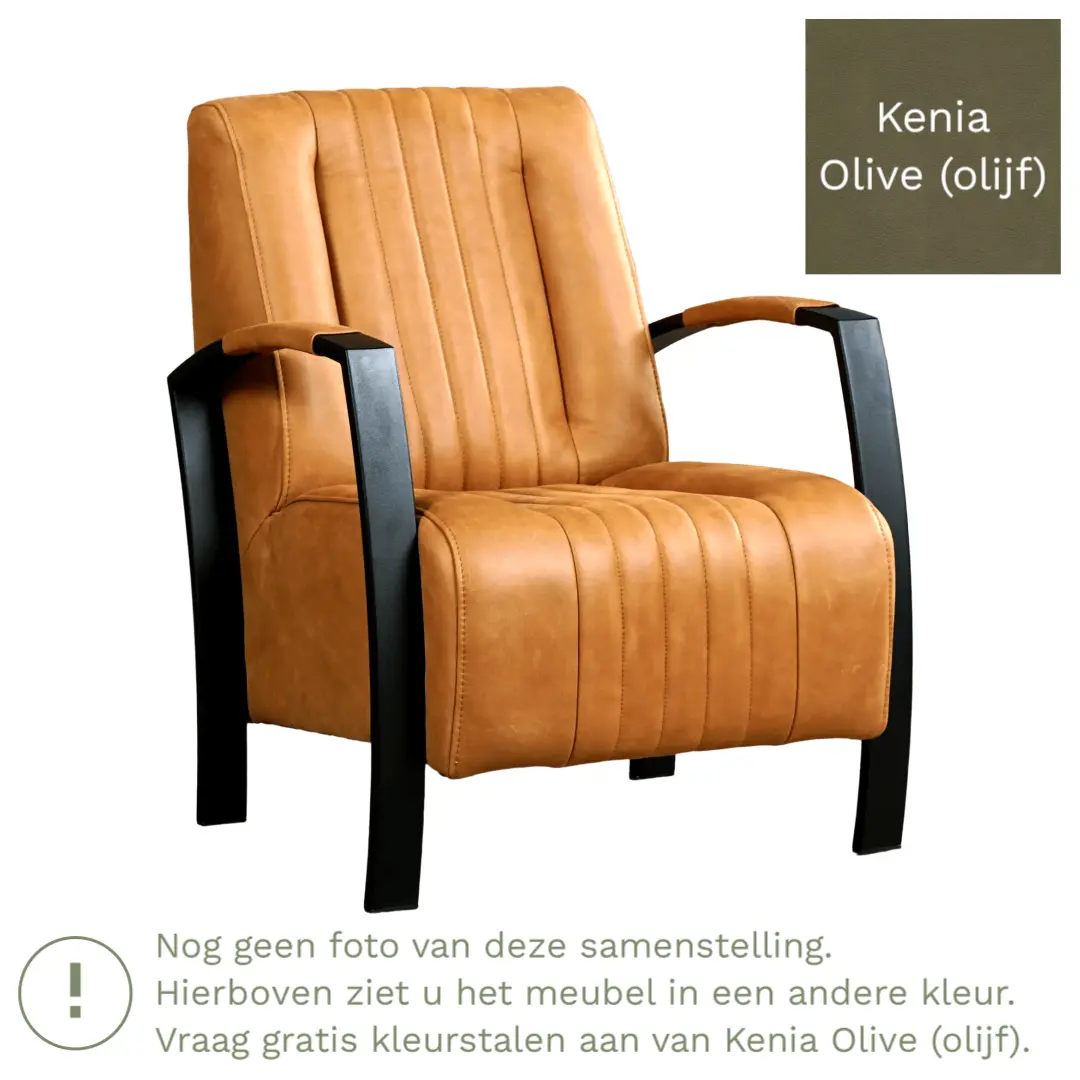 afbeelding van Leren fauteuil Glamour - Kenia Olive (olijf)