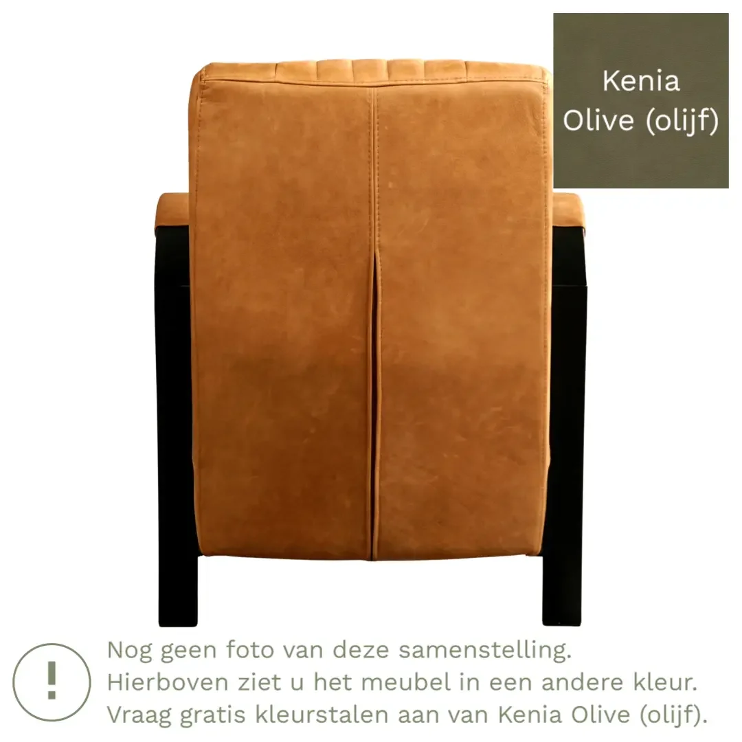 afbeelding van Leren fauteuil Glamour - Kenia Olive (olijf)