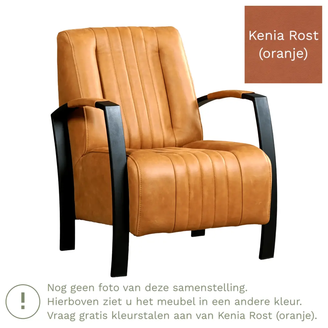 afbeelding van Leren fauteuil Glamour - Kenia Rost (oranje)