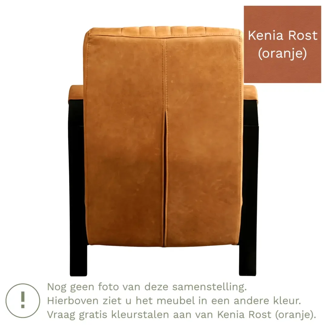 afbeelding van Leren fauteuil Glamour - Kenia Rost (oranje)