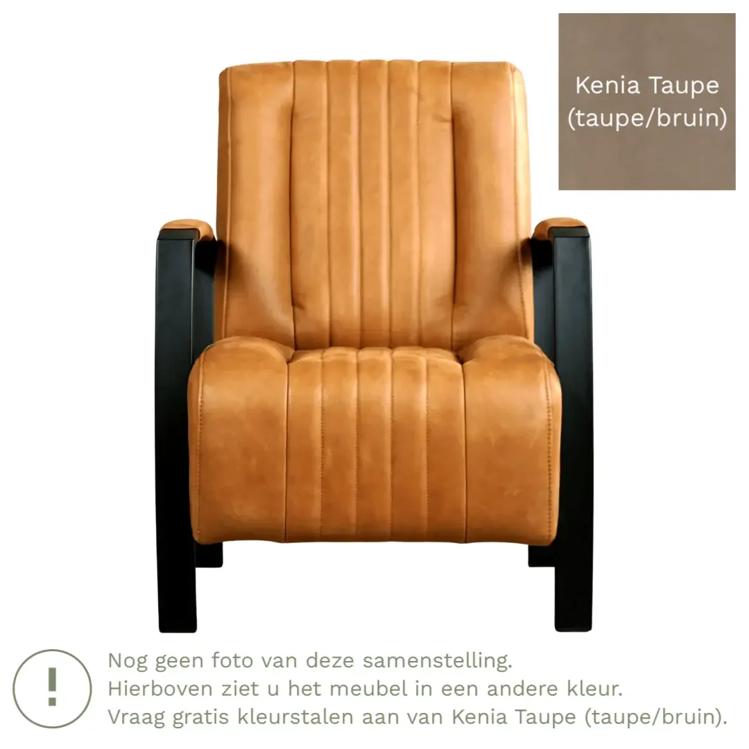afbeelding van Leren fauteuil Glamour - Kenia Taupe (taupe/bruin)