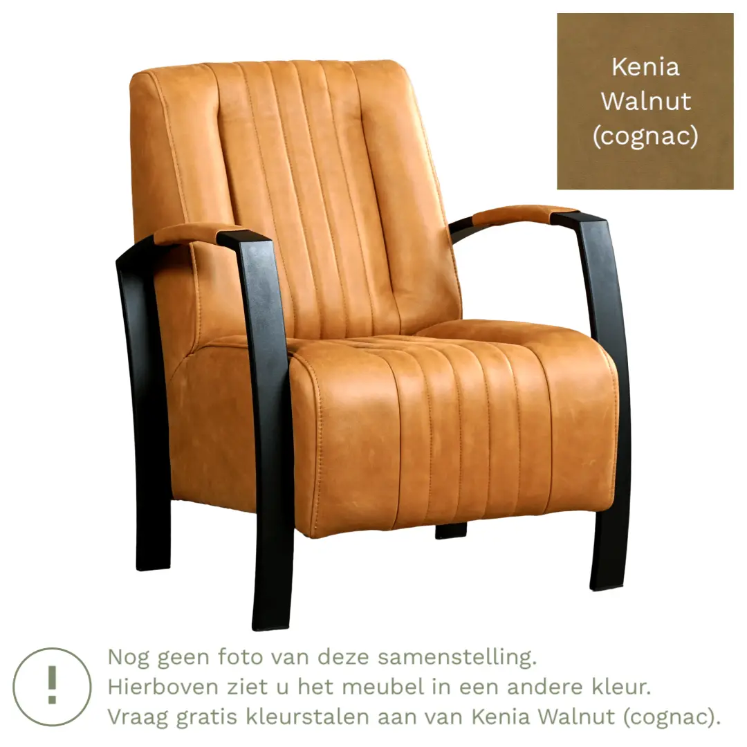 afbeelding van Leren fauteuil Glamour - Kenia Walnut (cognac)