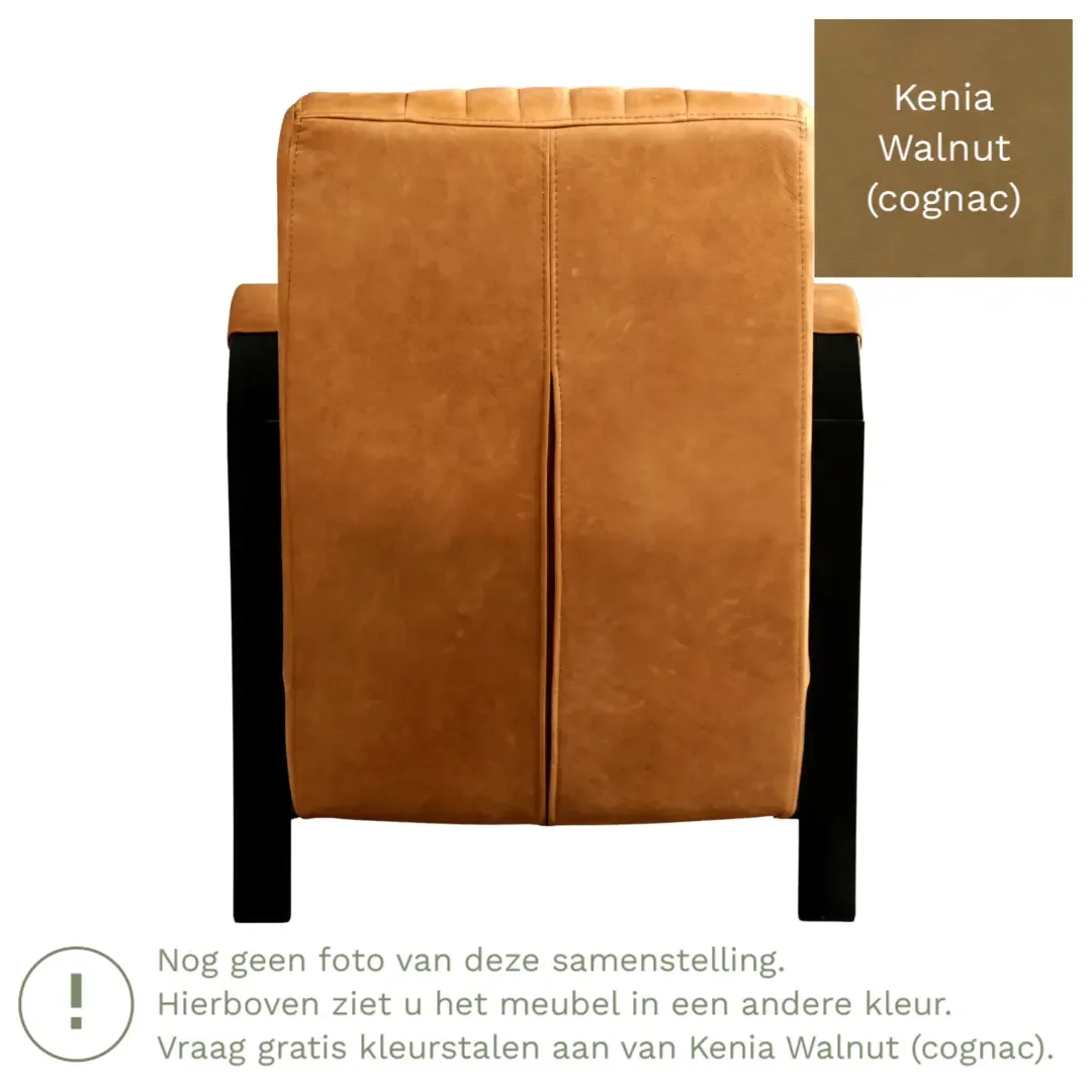 afbeelding van Leren fauteuil Glamour - Kenia Walnut (cognac)