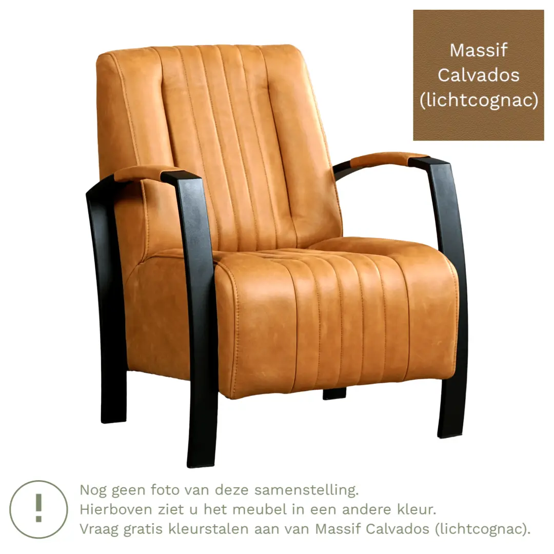 afbeelding van Leren fauteuil Glamour - Massif Calvados (lichtcognac)