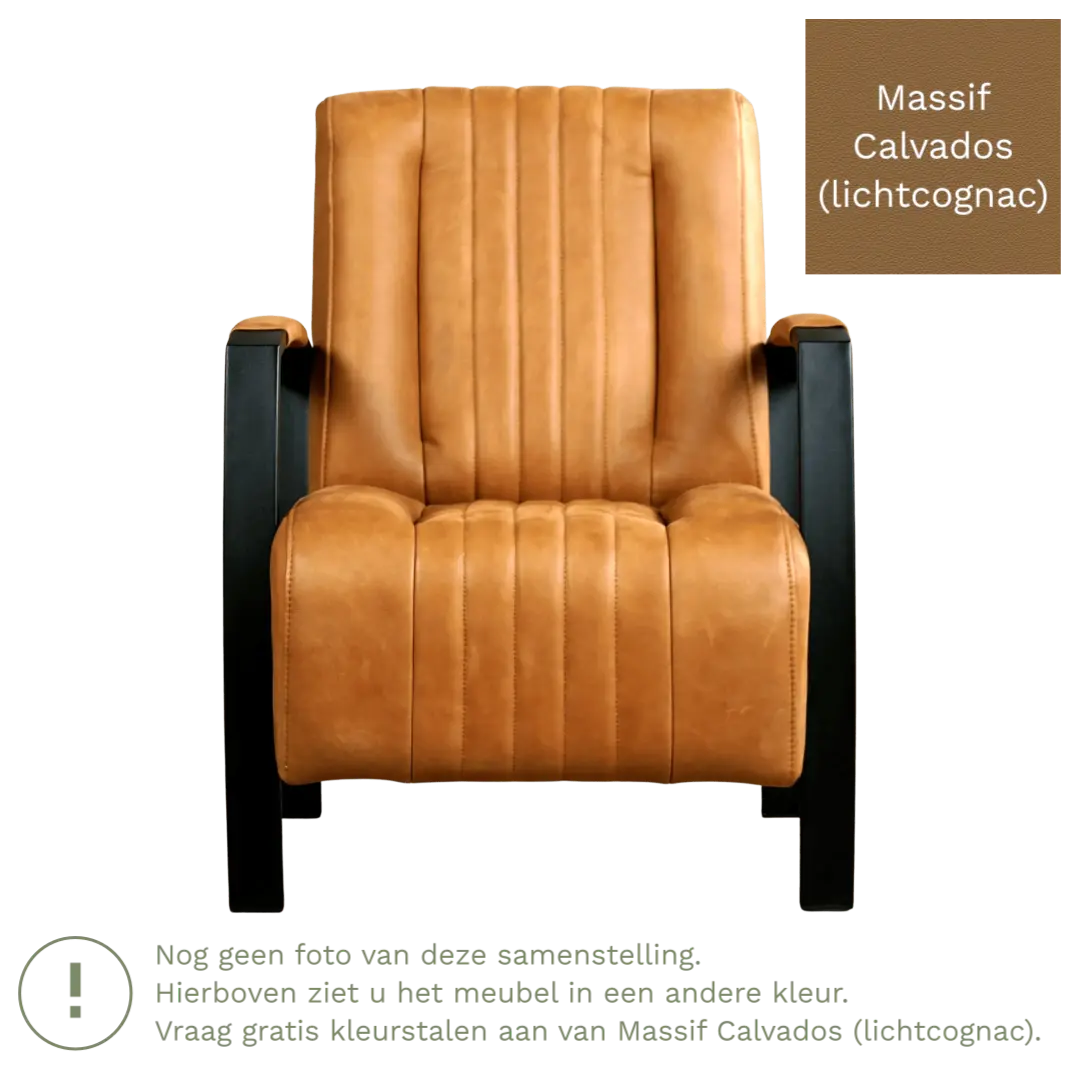 afbeelding van Leren fauteuil Glamour - Massif Calvados (lichtcognac)