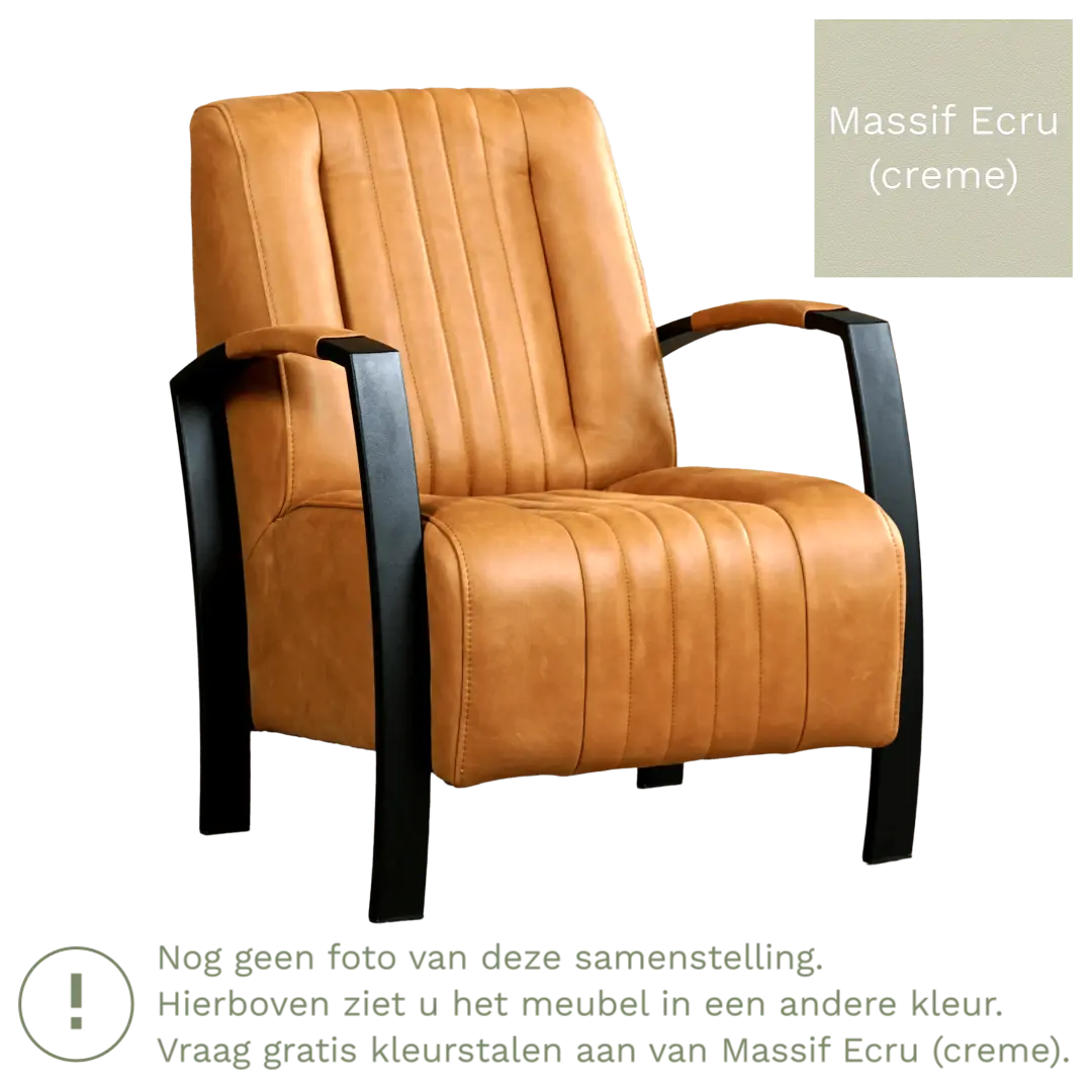 afbeelding van Leren fauteuil Glamour - Massif Ecru (crème)