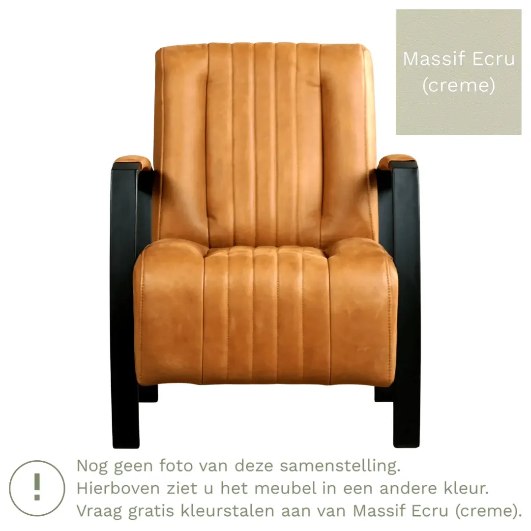 afbeelding van Leren fauteuil Glamour - Massif Ecru (crème)