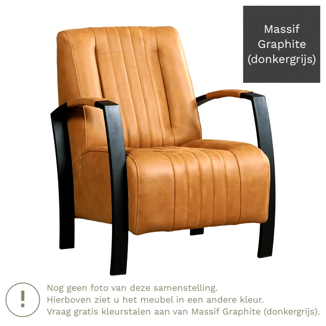 afbeelding van Leren fauteuil Glamour - Massif Graphite (donkergrijs)