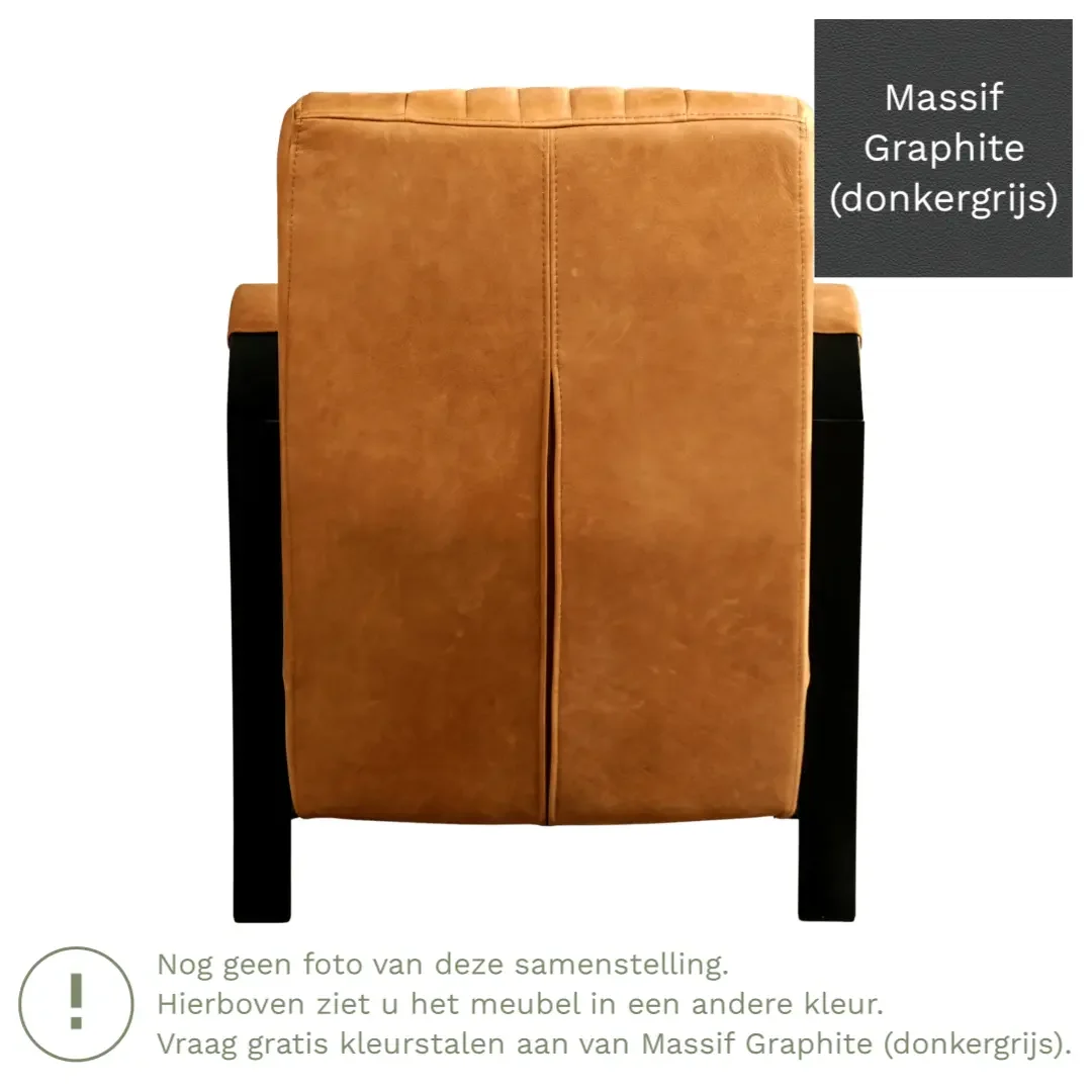 afbeelding van Leren fauteuil Glamour - Massif Graphite (donkergrijs)