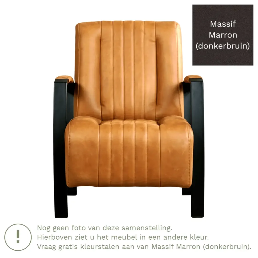 afbeelding van Leren fauteuil Glamour - Massif Marron (donkerbruin)