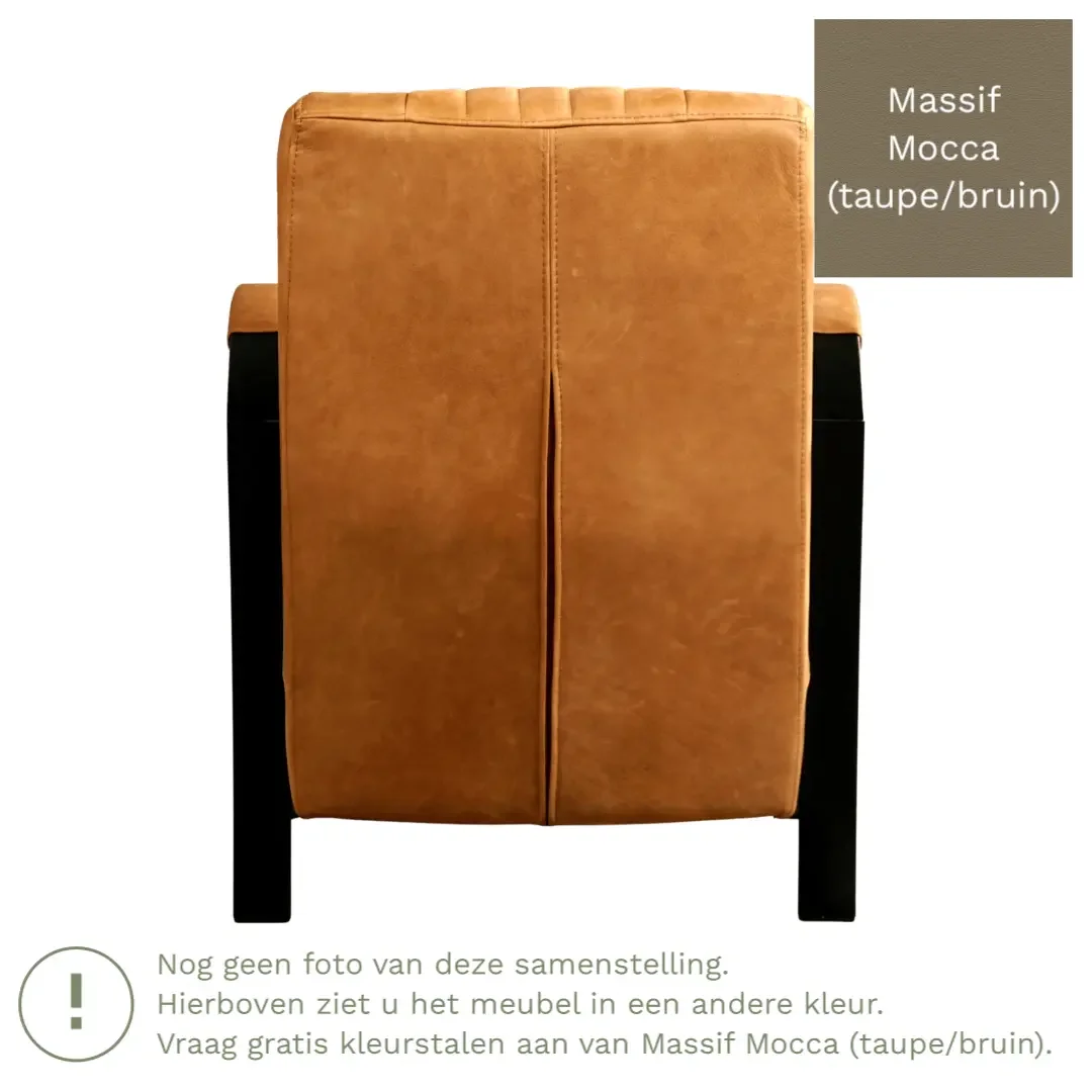 afbeelding van Leren fauteuil Glamour - Massif Mocca (taupe/bruin)