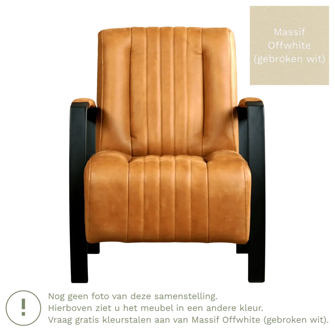 afbeelding van Leren fauteuil Glamour - Massif Offwhite (gebroken wit)