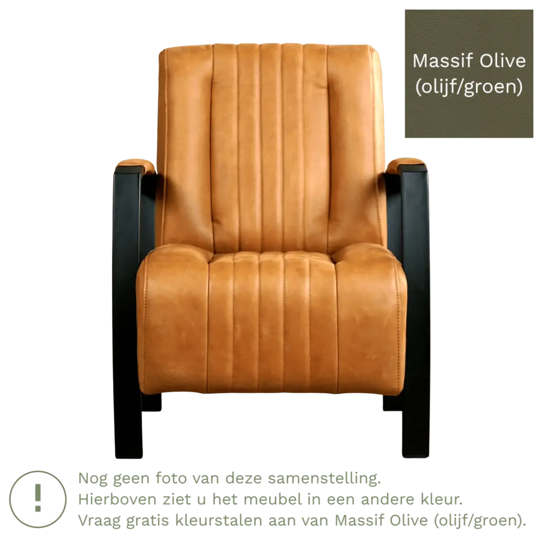 afbeelding van Leren fauteuil Glamour - Massif Olive (olijf/groen)