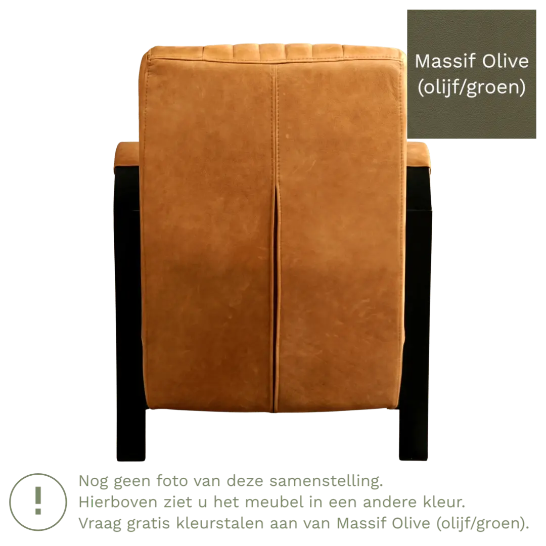 afbeelding van Leren fauteuil Glamour - Massif Olive (olijf/groen)
