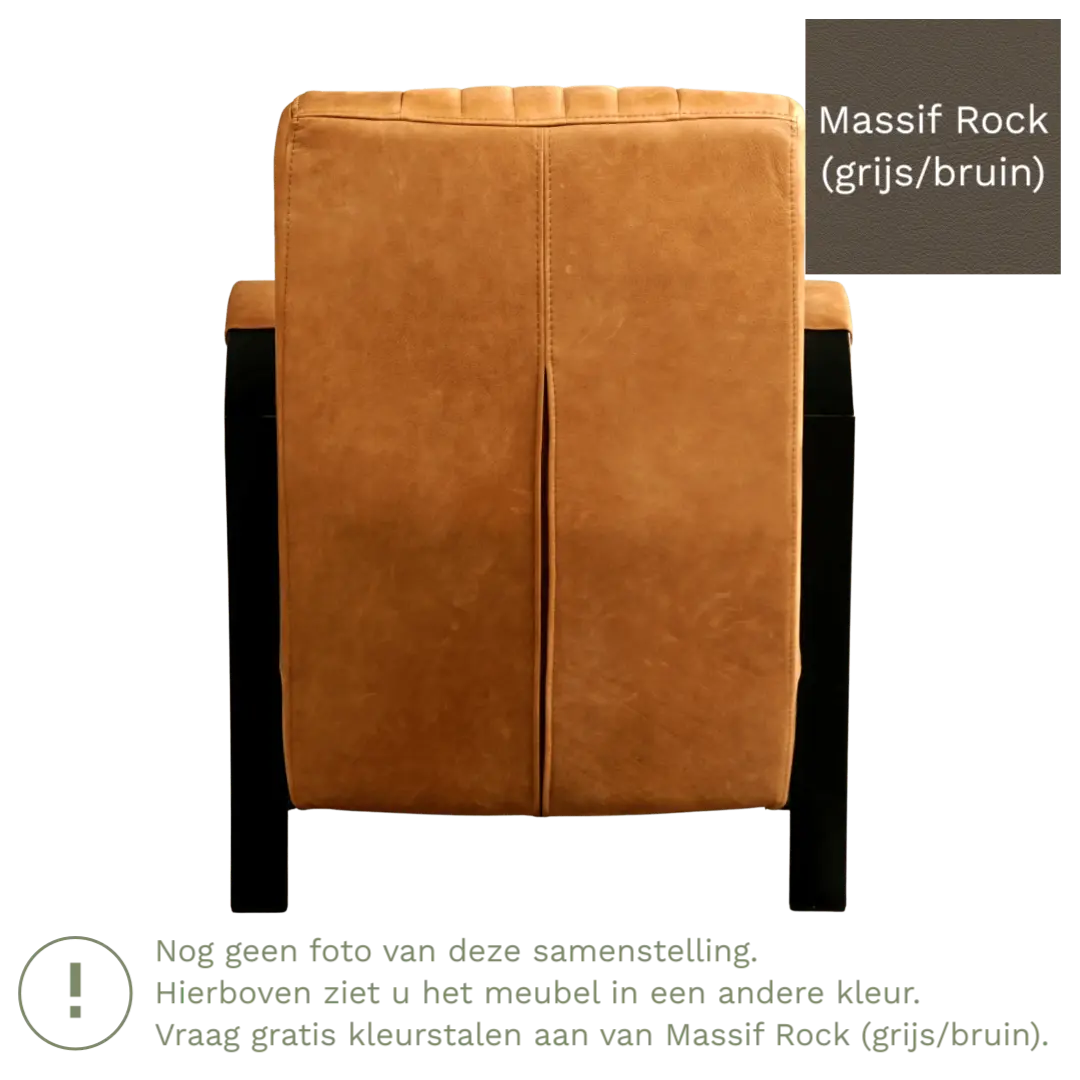 afbeelding van Leren fauteuil Glamour - Massif Rock (grijs/bruin)