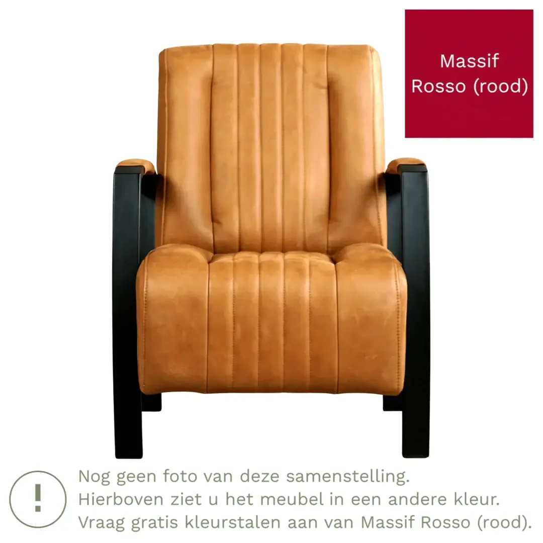 afbeelding van Leren fauteuil Glamour - Massif Rosso (rood)