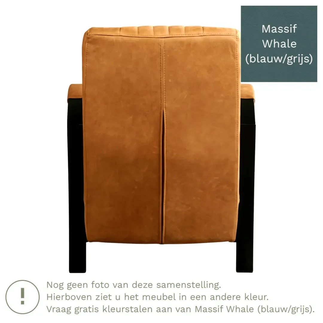 afbeelding van Leren fauteuil Glamour - Massif Whale (blauw/grijs)