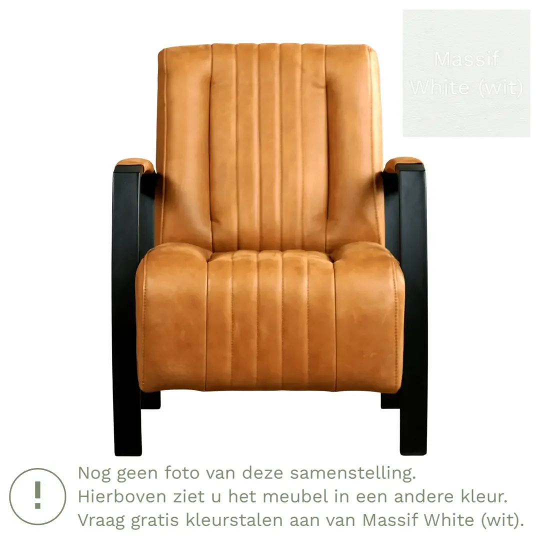 afbeelding van Leren fauteuil Glamour - Massif White (wit)