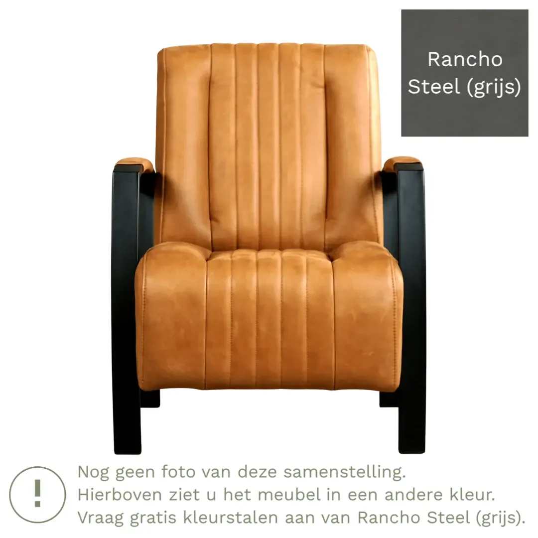 afbeelding van Leren fauteuil Glamour - Rancho Steel (grijs)