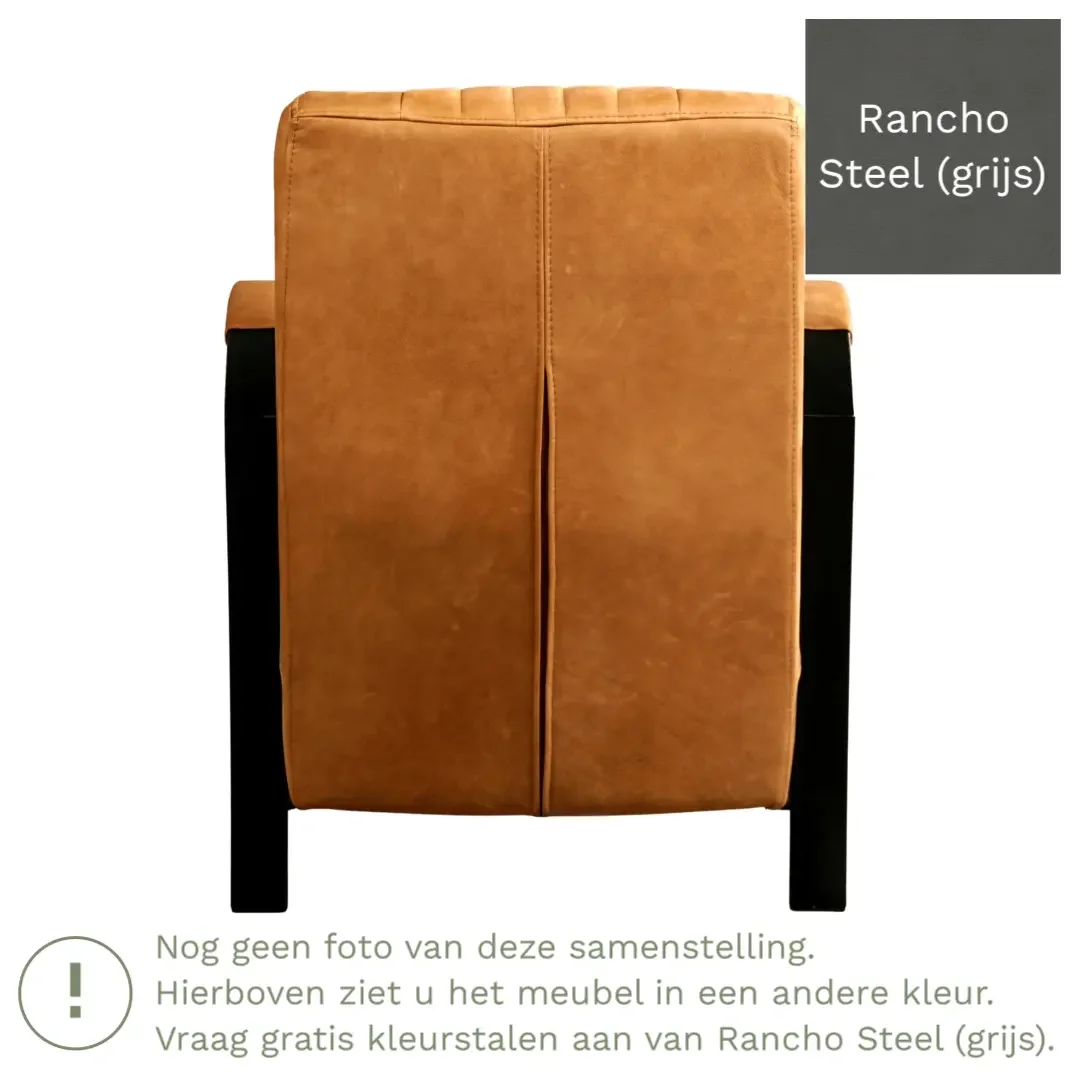afbeelding van Leren fauteuil Glamour - Rancho Steel (grijs)