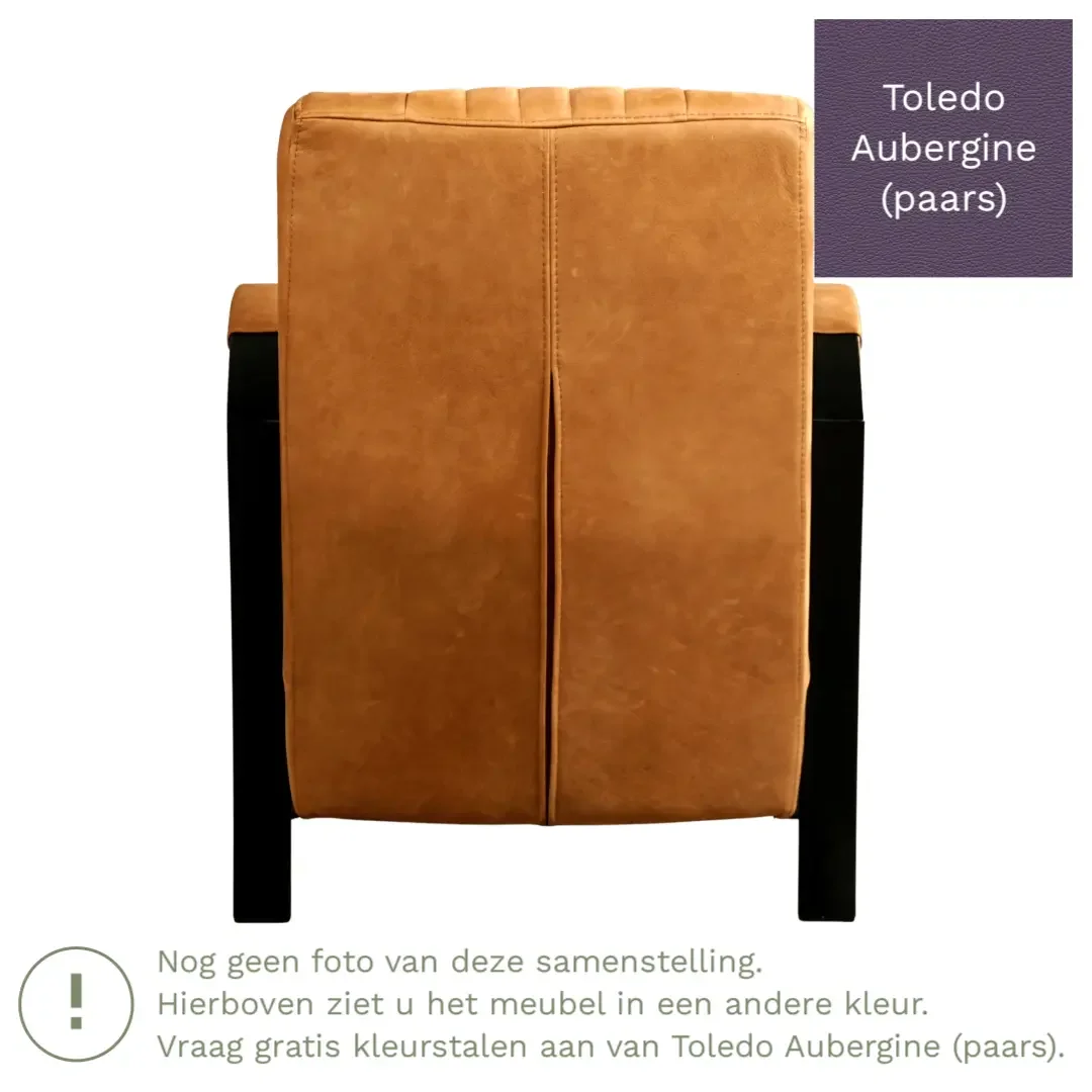 afbeelding van Leren fauteuil Glamour - Toledo Aubergine (paars)