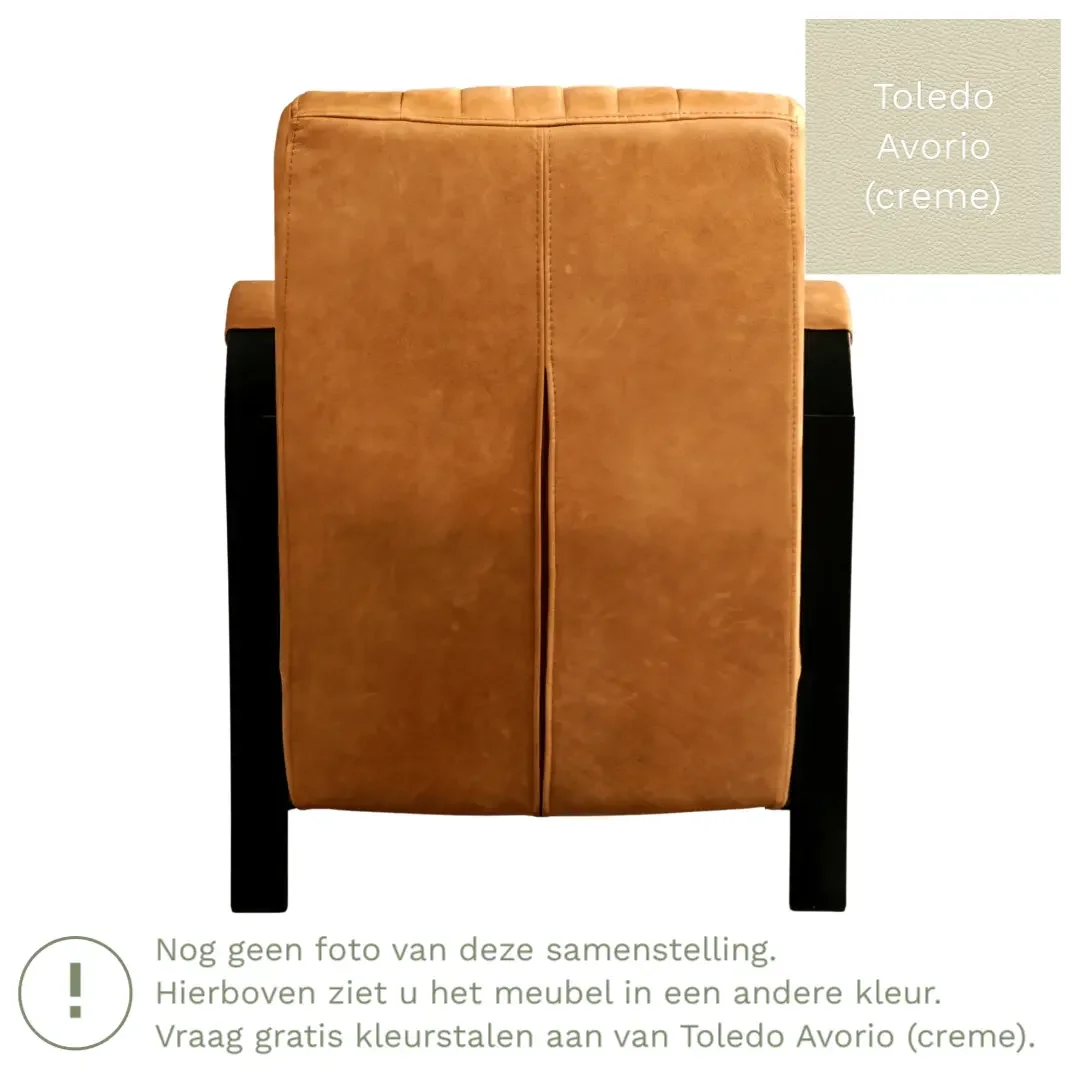 afbeelding van Leren fauteuil Glamour - Toledo Avorio (crème)