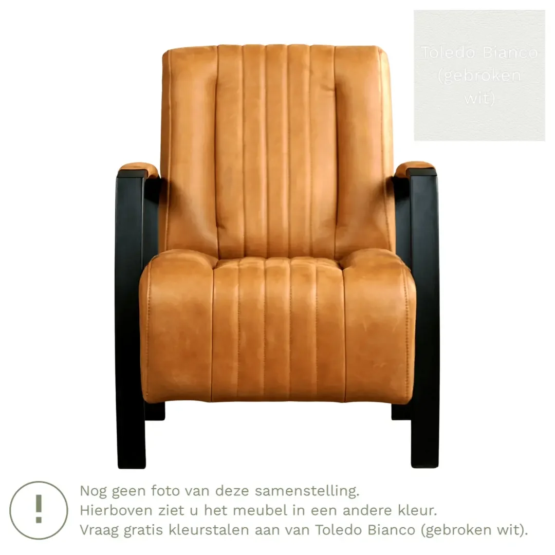afbeelding van Leren fauteuil Glamour - Toledo Bianco (gebroken wit)