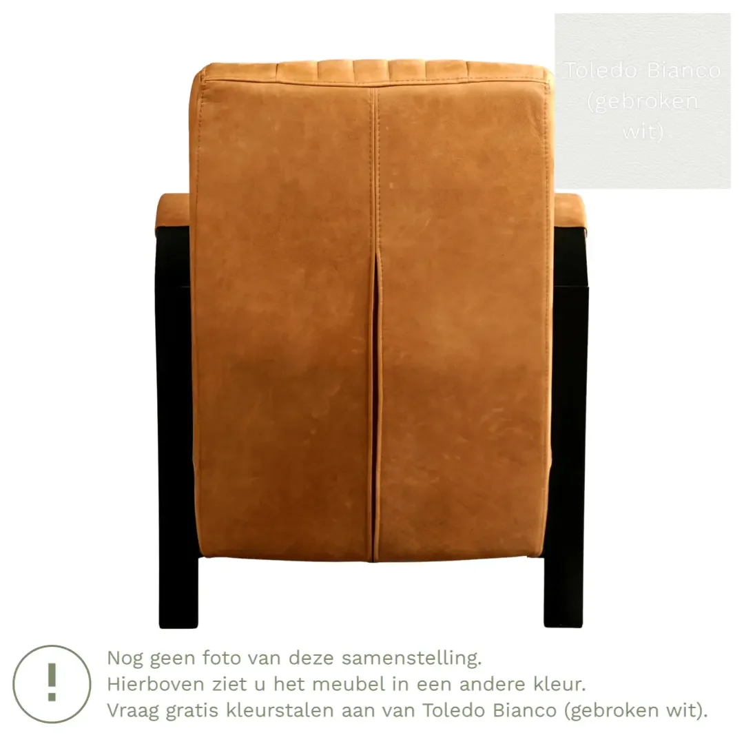 afbeelding van Leren fauteuil Glamour - Toledo Bianco (gebroken wit)