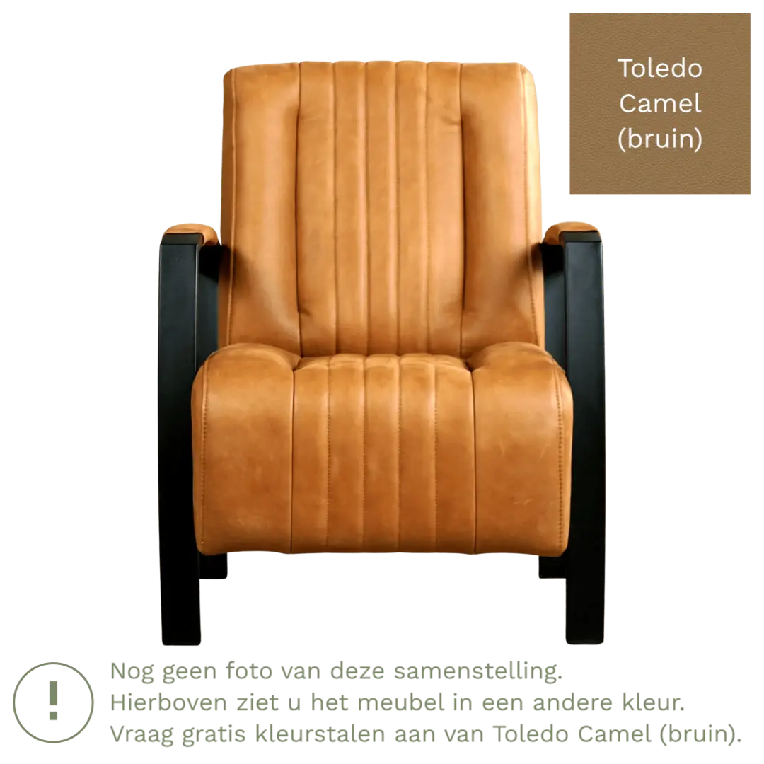 afbeelding van Leren fauteuil Glamour - Toledo Camel (bruin)