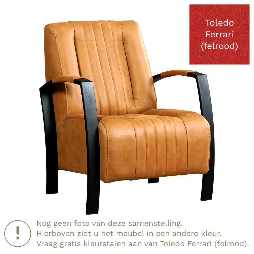 afbeelding van Leren fauteuil Glamour - Toledo Ferrari (felrood)