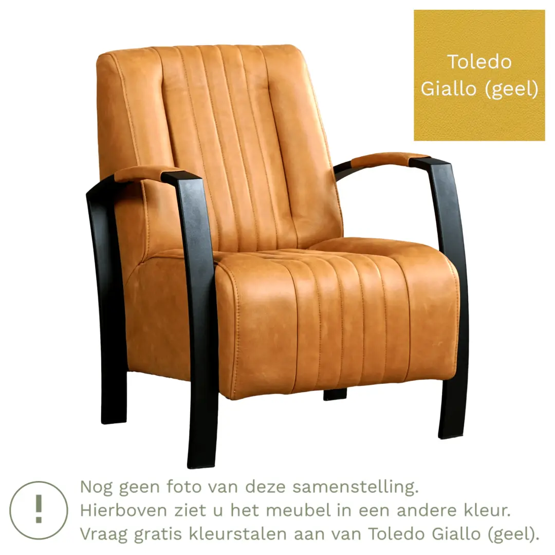 afbeelding van Leren fauteuil Glamour - Toledo Giallo (geel)
