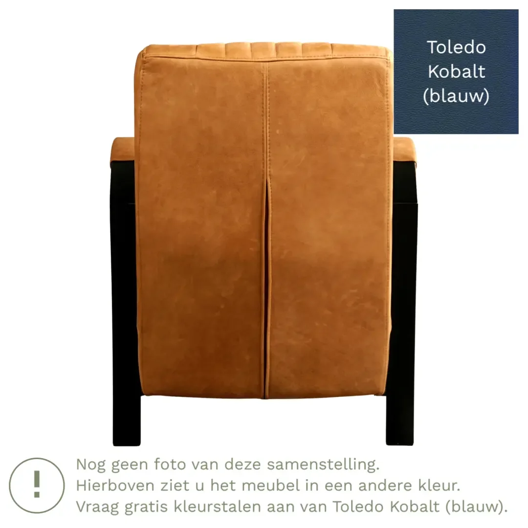 afbeelding van Leren fauteuil Glamour - Toledo Kobalt (blauw)