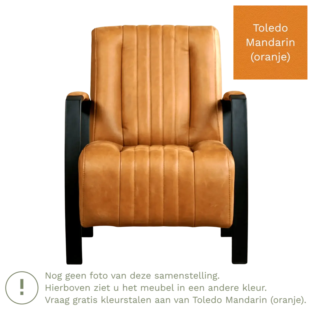 afbeelding van Leren fauteuil Glamour - Toledo Mandarin (oranje)